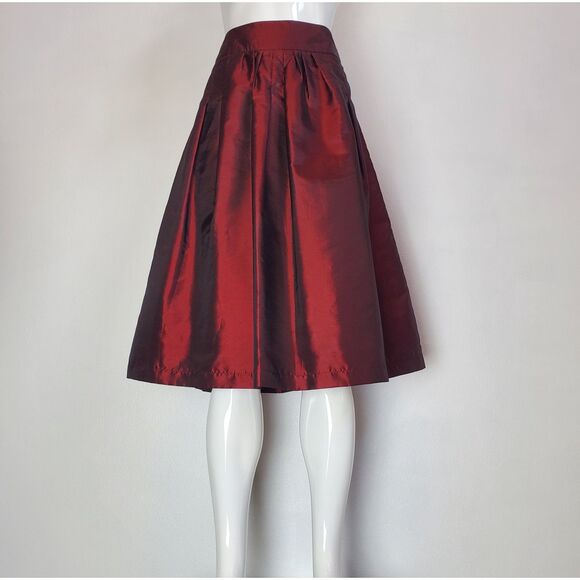 Worthington 2000s Burgundy Taffeta Skirt - Picture 1 of 6